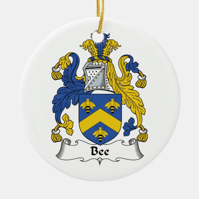 Bee Family Crest Ceramic Ornament (Front)