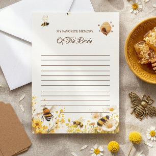 Bee Favourite memory of the bride Shower Game Card