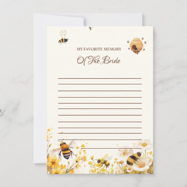 Bee Favourite memory of the bride Shower Game Card (Front)