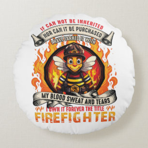Bee Firefighter Round Pillow