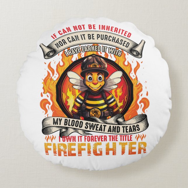 Bee Firefighter Round Pillow (Front)
