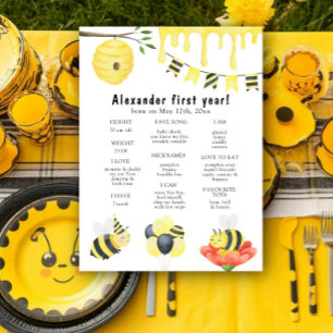 Bee First Birthday Milestone Birthday Poster