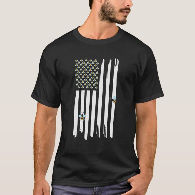 Bee Flag Graphic Apparel T-Shirt (Front)