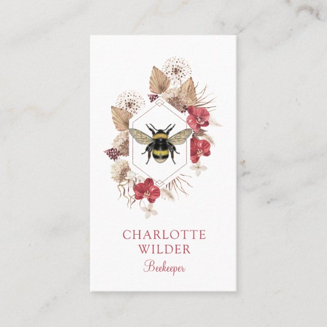 Bee Floral Apiary Beekeeper Business Card (Front)