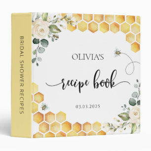 Bee  Floral Bridal Shower Recipe Book Binder