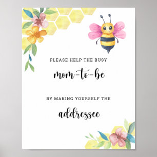 Bee floral - Help the Busy Mom-to-Be  Poster