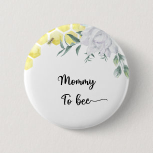 Bee floral. Mommy to be 2 Inch Round Button