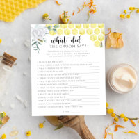 Bee floral What did the groom say bridal game