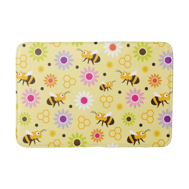 Bee & Flowers Bath Mat (Front)