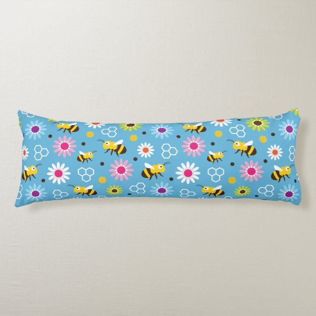 Bee & Flowers Body Pillow (Front)