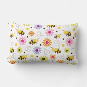 Bee & Flowers Lumbar Pillow