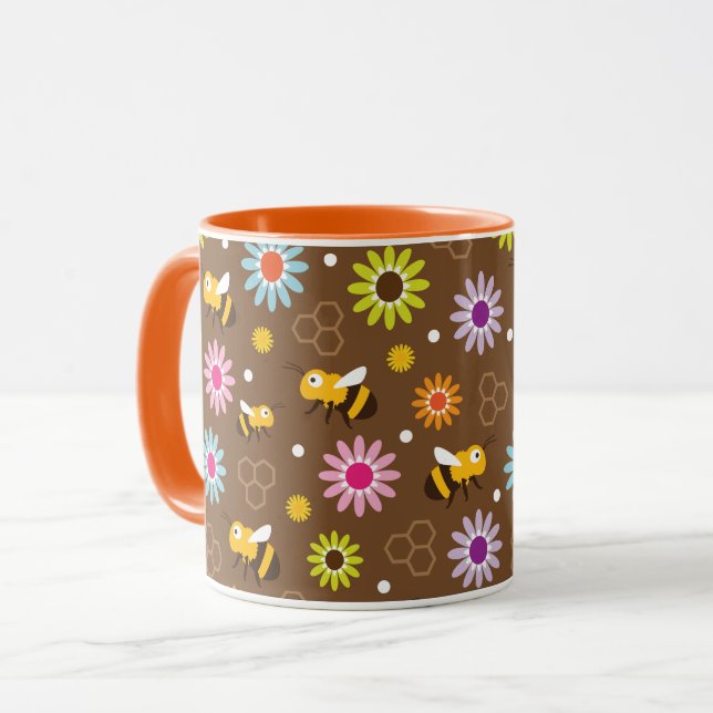Bee & Flowers Mug (Front Left)