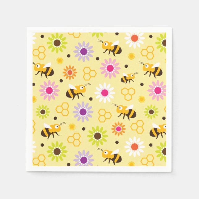 Bee & Flowers Napkin (Front)