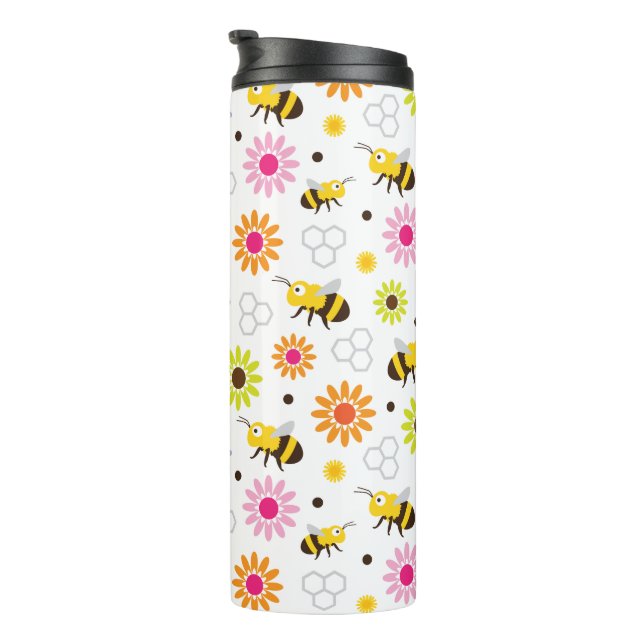Bee & Flowers Thermal Tumbler (Rotated Right)