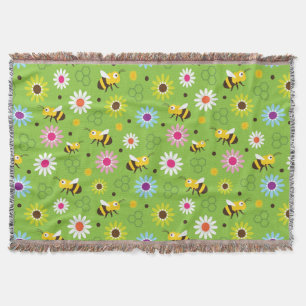 Bee & Flowers Throw Blanket