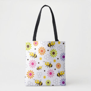 Bee & Flowers Tote Bag