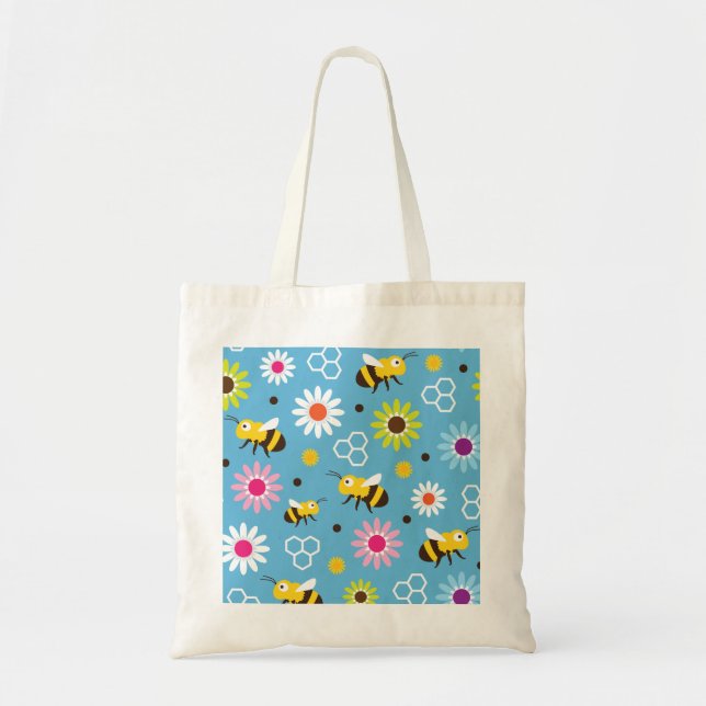 Bee & Flowers Tote Bag (Front)