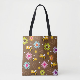 Bee & Flowers Tote Bag