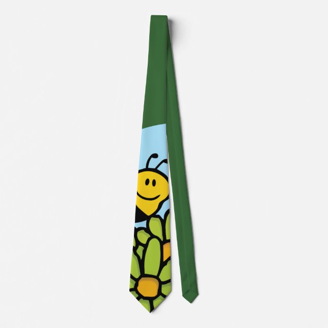 Bee Flying Over Flowers Tie (Front)