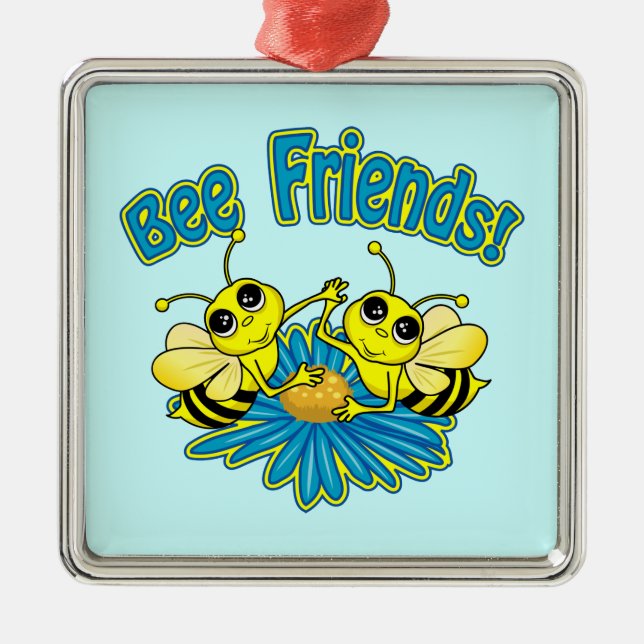 Bee Friends Metal Ornament (Front)
