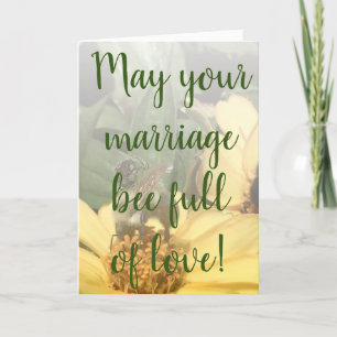 Bee Full of Love Photo Wedding Congratulations Card