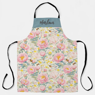 Bee Garden Floral Kitchen Apron