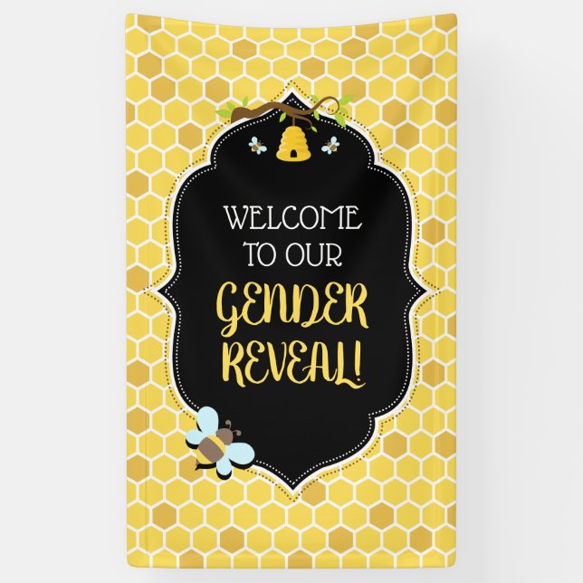 Bee Gender Reveal Baby Shower Banner (Vertical)