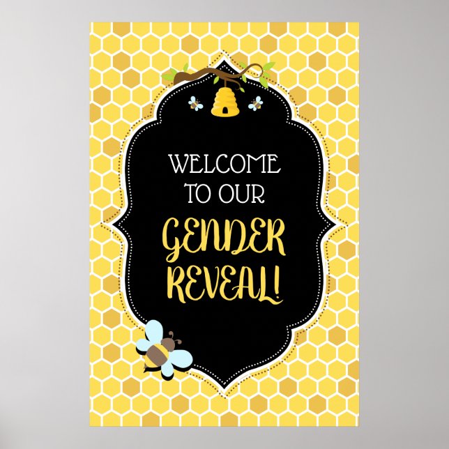 Bee Gender Reveal Baby Shower Welcome Sign (Front)