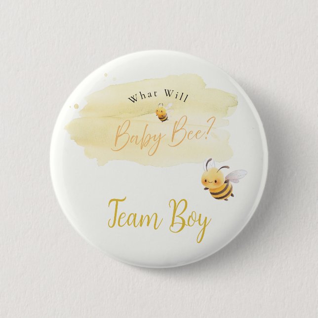 Bee Gender Reveal Button Team Boy (Front)