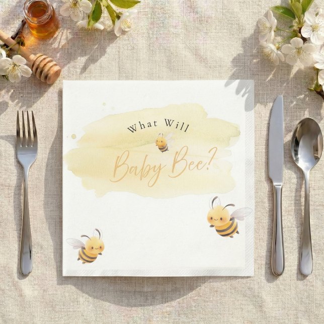 Bee Gender Reveal Napkins What Will Baby Bee (What will baby bee napkin)