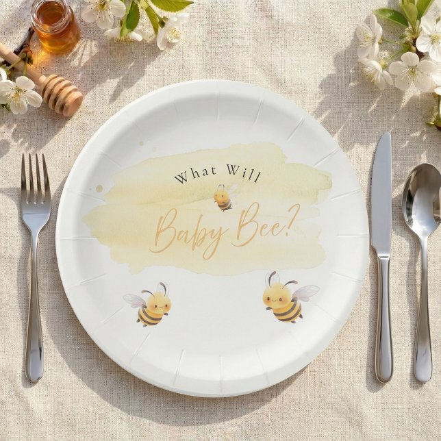 Bee Gender Reveal Party Plates What Will Baby Bee (Creator Uploaded)