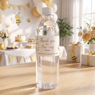 Bee Gender Reveal Thank You for Bee-ing Here Water Bottle Label