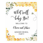 Bee gender reveal welcome sign