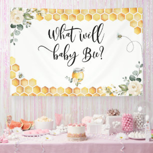 Bee gender reveal what will baby bee banner