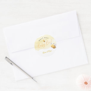 Bee Gender Reveal • What Will Baby Bee Classic Round Sticker