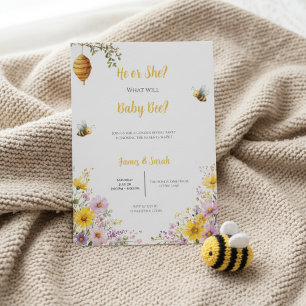 Bee Gender Reveal • What Will Baby Bee Invitation