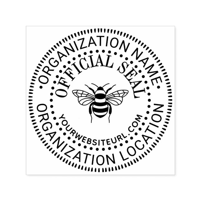 Bee Generic Custom Official Seal Name Loc URL Self-inking Stamp (Design)