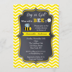 Bee Genre Révéler Baby Shower Invitations
