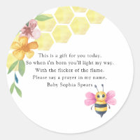  Bee girl baby shower - Prayer candle label