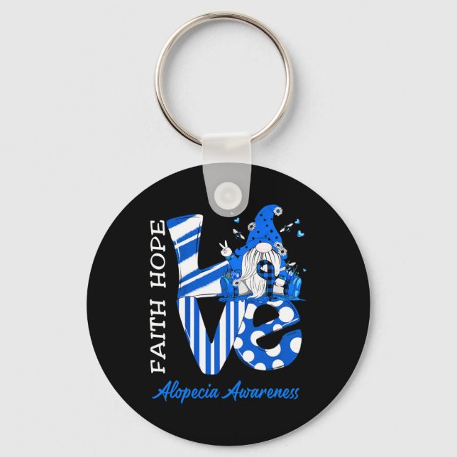 Bee Gnome Love Alopecia Awareness  Keychain (Front)