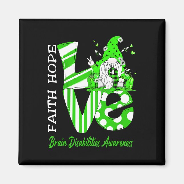 Bee Gnome Love Brain Disabilities Awareness  Magnet (Front)