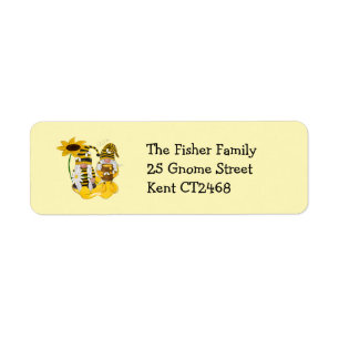 Bee Gnome Sunflower Return Address Labels