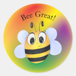 Bee Great Cute Cartoon Bee Customizabble Classic Round Sticker