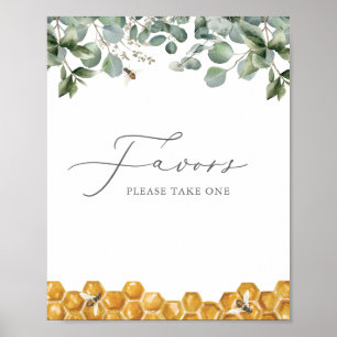Bee Greenery Baby Shower Favours Sign