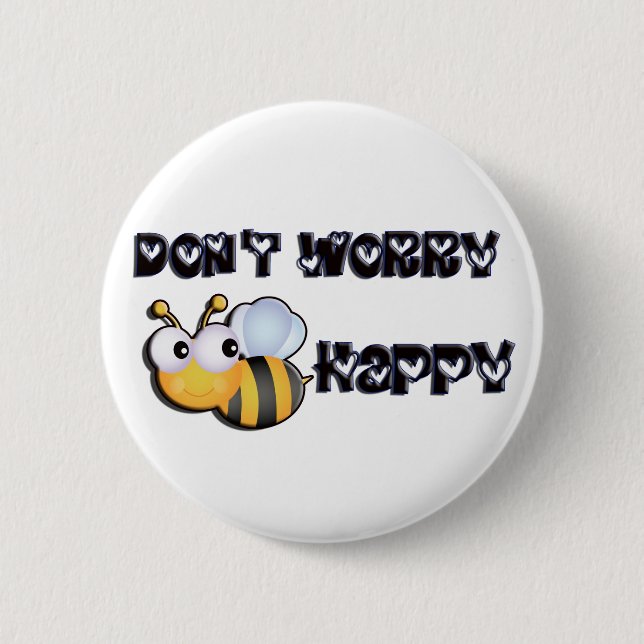 Bee Happy 2 Inch Round Button (Front)