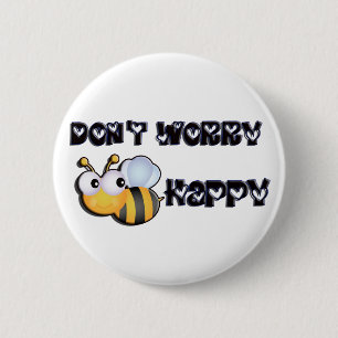 Bee Happy 2 Inch Round Button