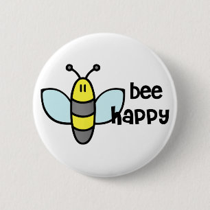 Bee Happy 2 Inch Round Button