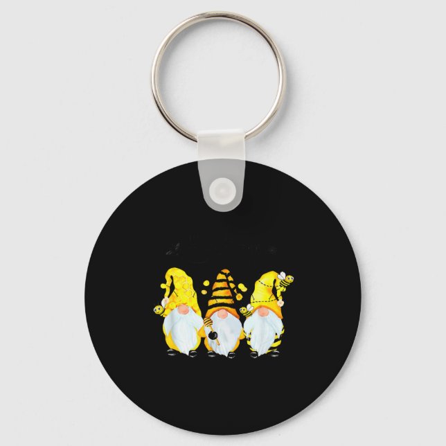 Bee Happy Bee Gnome Spring  Keychain (Front)
