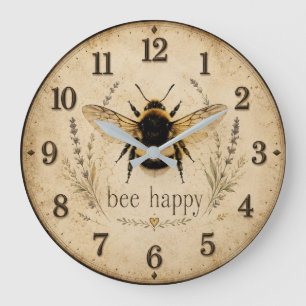 Bee Happy Bumble Bee Large Clock