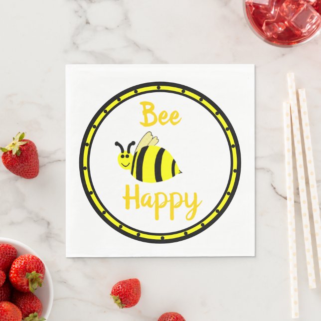 Bee Happy Bumble Bee Party Napkin (Insitu)